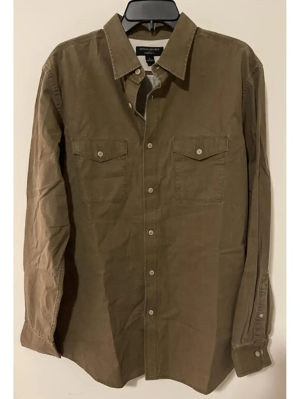 Banana Republic Mens Large Green Long Sleeved Button Up Standard Fit Shirt! M936